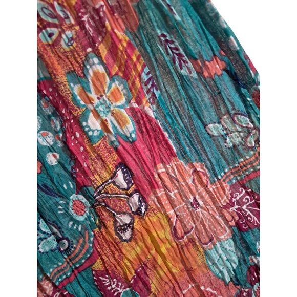 Bohemian Multi-Color Floral Print Skirt Elastic Waist One Size By Silver Stream - Picture 7 of 8